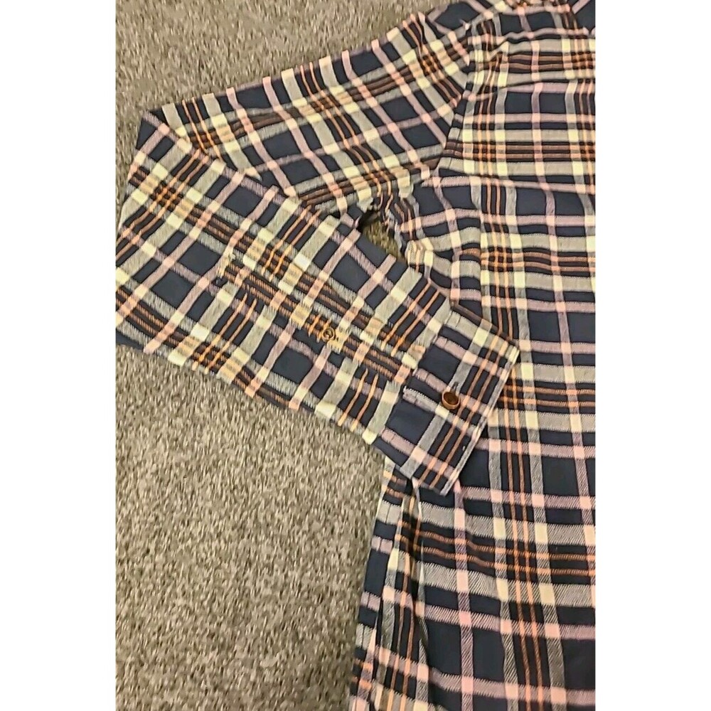 LL BEAN Shirt Womens Large Button Up Top Plaid Long Sleeve Blue/Pink Flannel - Picture 4 of 8